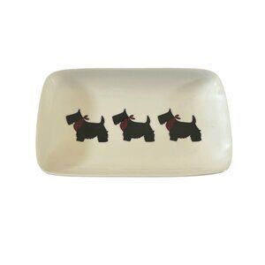 MSRF INC Small Plate Trinket Dish 3 Black Scottie Dogs Plaid Bandanas Terrier